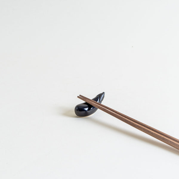 Eggplant Chopstick Rest – Handmade Japanese Ceramic Hashioki