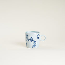 10 oz Yeogi-Damki Hand-Painted Mug - Cat & Clock