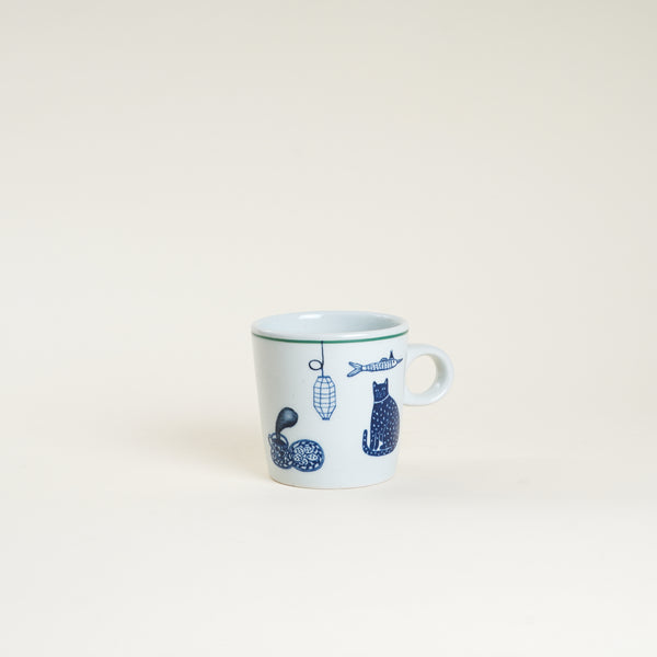 10 oz Yeogi-Damki Hand-Painted Mug - Cat & Coffee