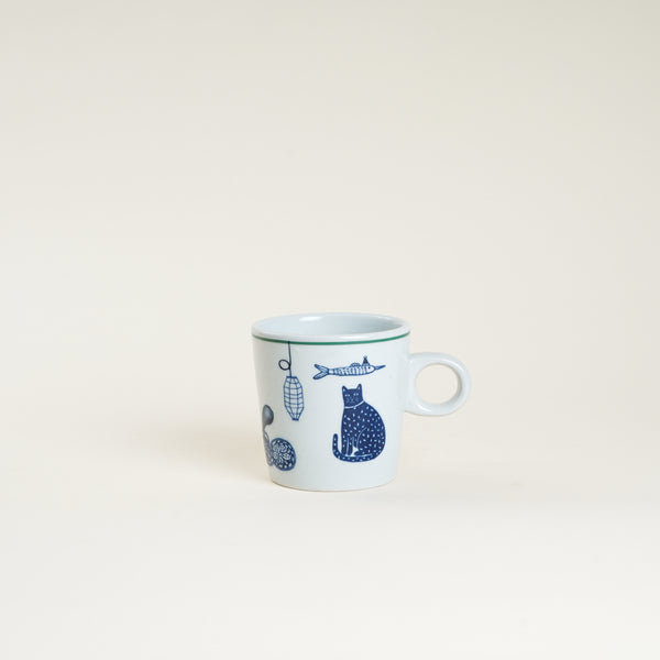 10 oz Yeogi-Damki Hand-Painted Mug - Cat & Coffee