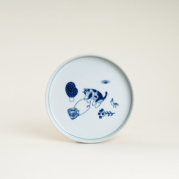 7" Yeogi-Damki Hand-Painted Plate - Cat & Purse