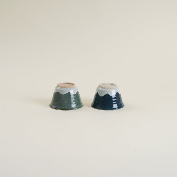 Mt. Fuji Japanese Ceramic Teacup – Blue (Handmade) – mogutable