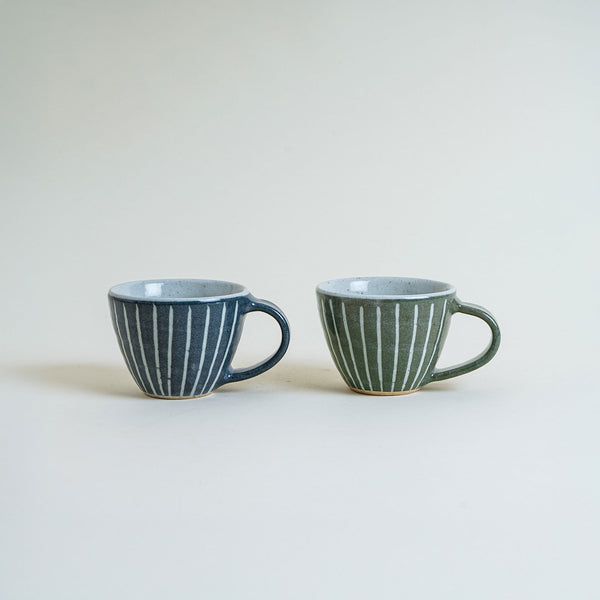 Ceramic Japanese Mug Blue Stripe