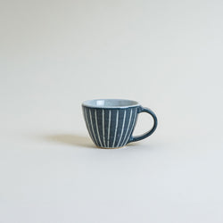 Ceramic Japanese Mug Blue Stripe