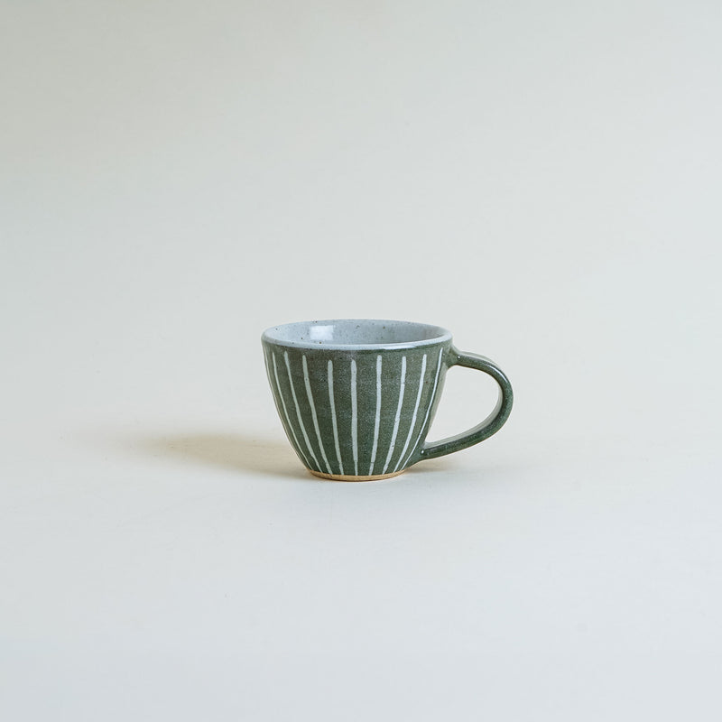 Ceramic Japanese Mug Green Stripe