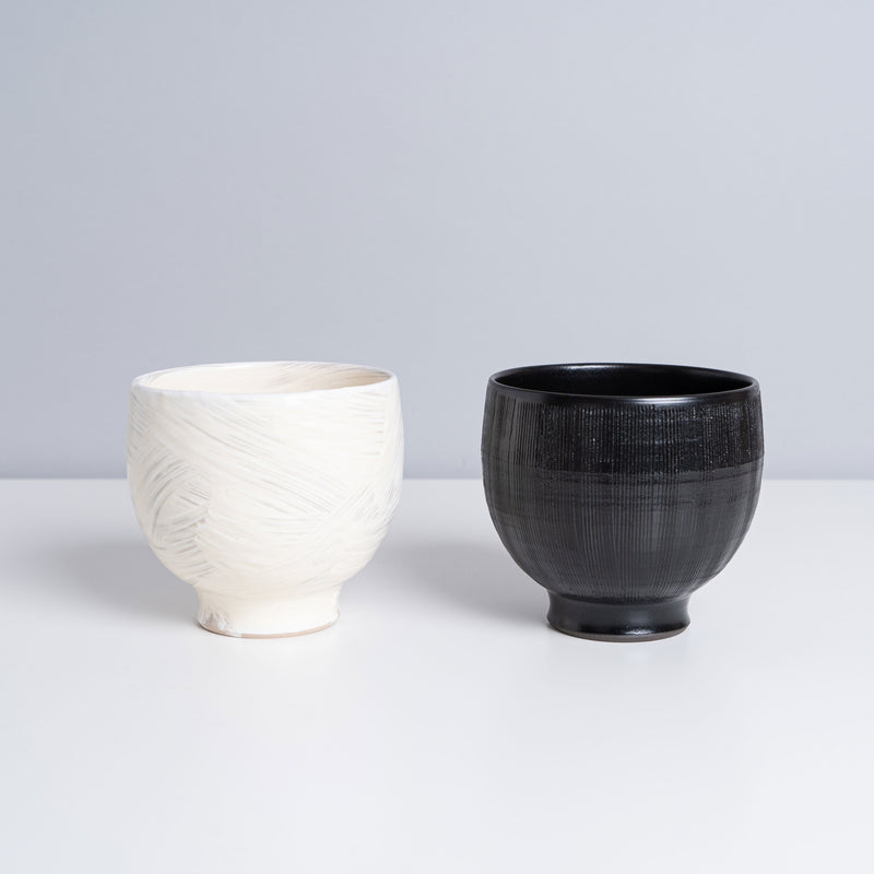 Japanese Ceramic Tea Bowl in Brushed White