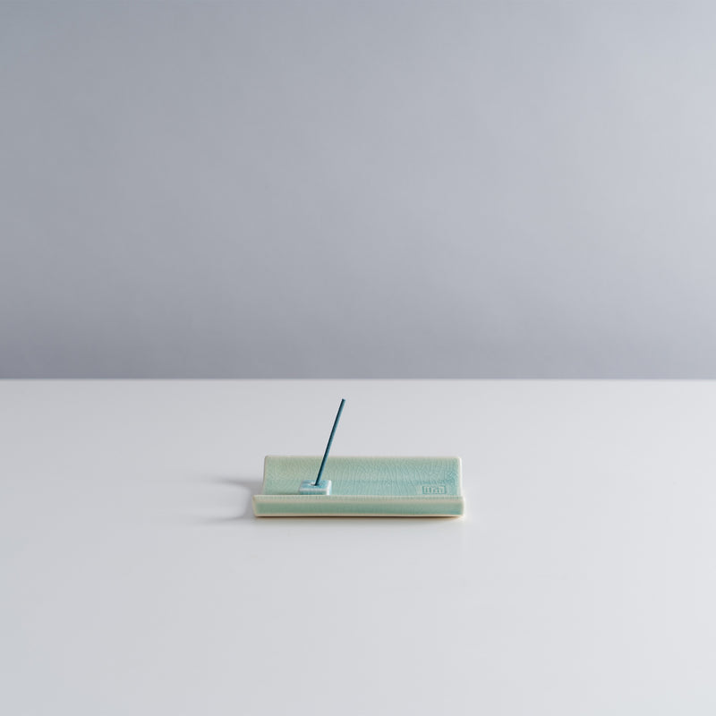 Yukari Incense Holder with plate in Green