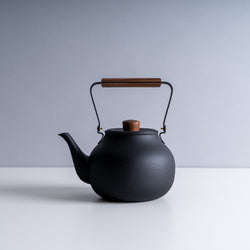 Teapot with Wooden Handle in Black