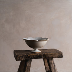 Floral Footed Bowl in Silver White