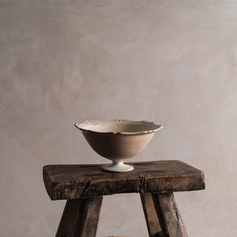Blossom Footed Bowl in Silver White