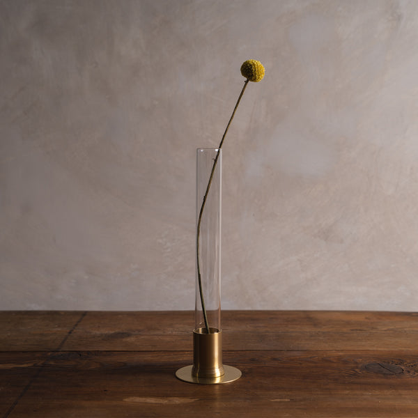 Japanese Herbarium Brass Flower Vase with Glass Dome