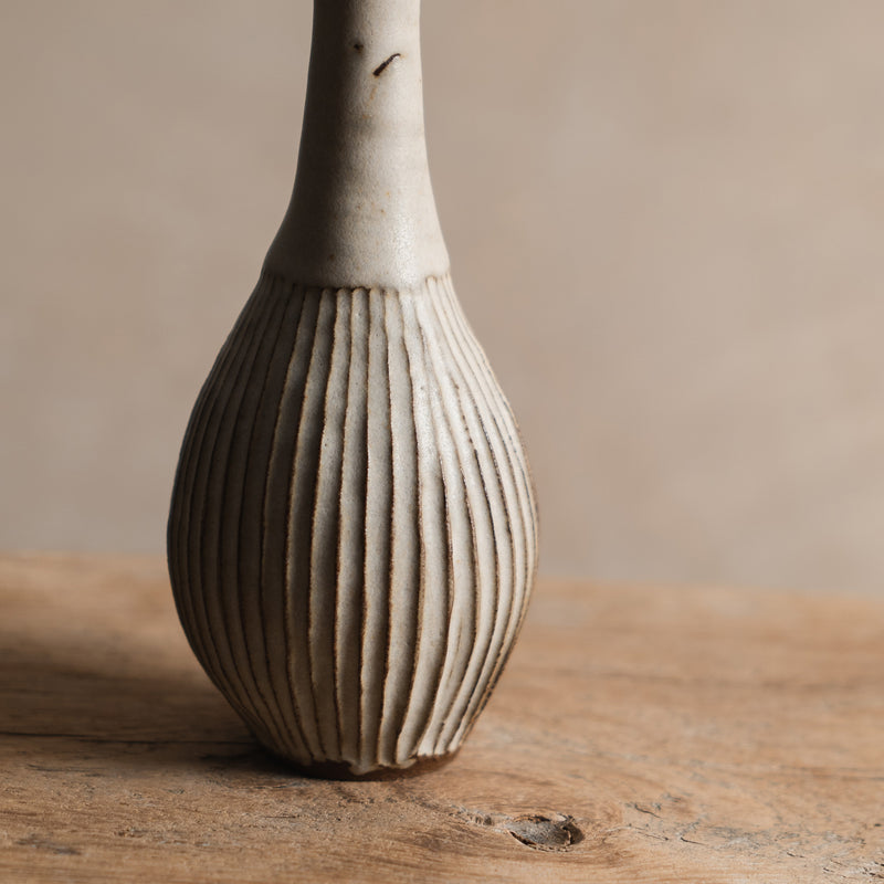 Pleated Vase in White