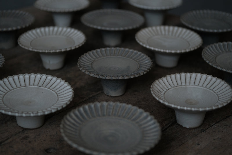 Pleated Dessert Plate in Blue-Gray
