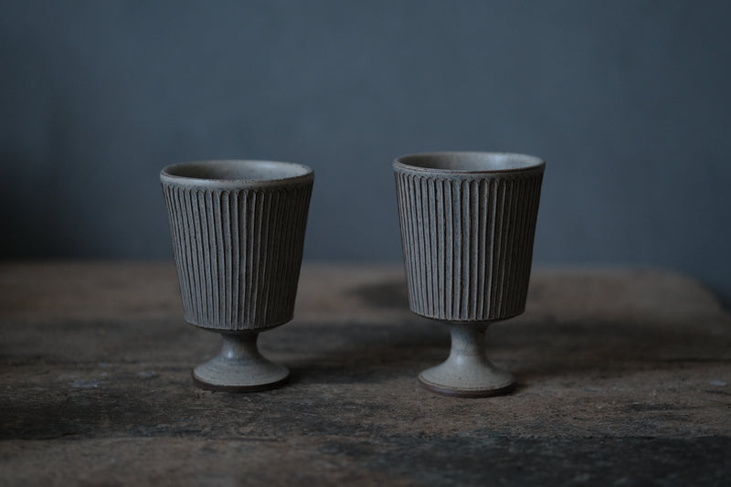 Pleated Footed Cup in Blue-Gray