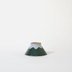 Ceramic Mt. Fuji Japanese Rice Bowl in Green