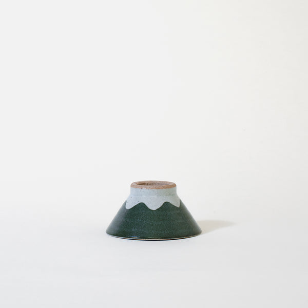 Ceramic Mt. Fuji Japanese Rice Bowl in Green