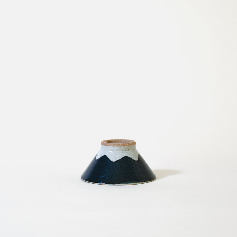 Ceramic Mt. Fuji Japanese Rice Bowl In Blue