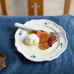 a slice of apple pie and icecream on a 7.6" Studio M' early bird round plate
